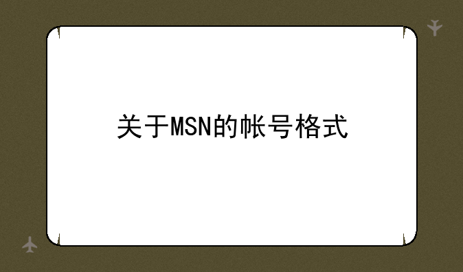 关于MSN的帐号格式