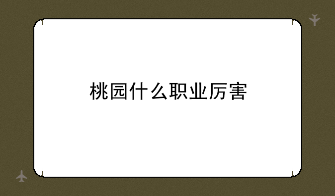 桃园什么职业厉害