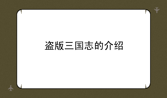 盗版三国志的介绍
