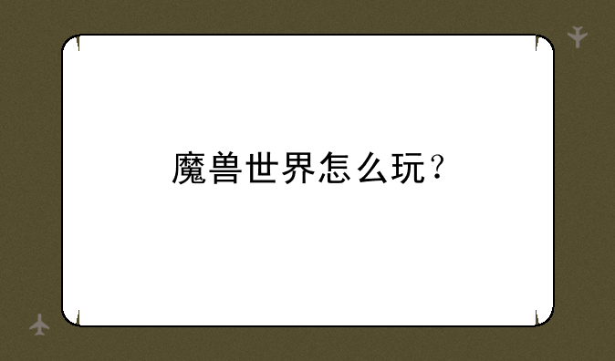 魔兽世界怎么玩？
