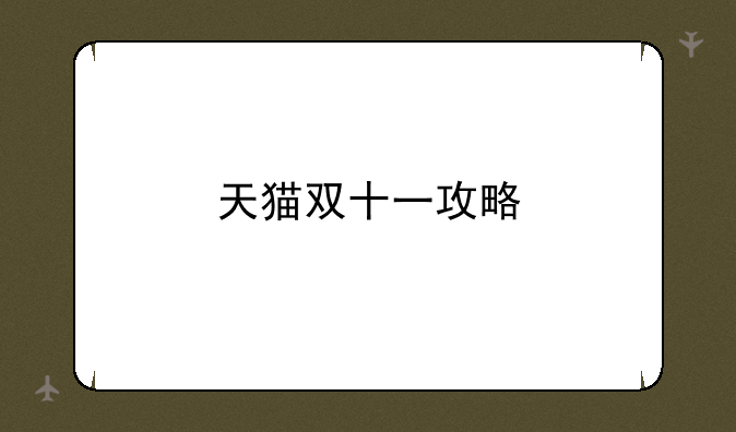 天猫双十一攻略
