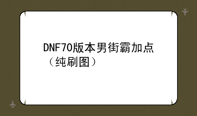 DNF70版本男街霸加点（纯刷图）