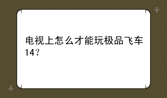 电视上怎么才能玩极品飞车14？