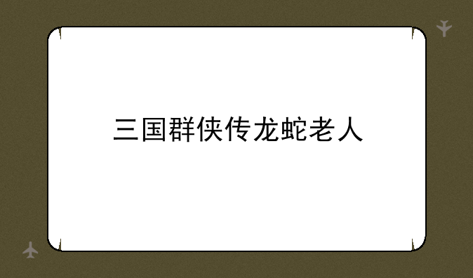 三国群侠传龙蛇老人
