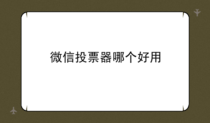 微信投票器哪个好用