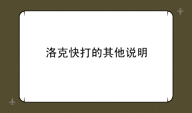 洛克快打的其他说明