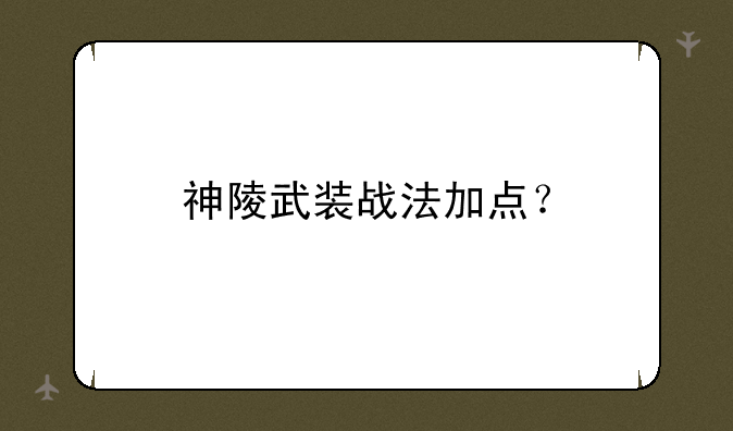 神陵武装战法加点？