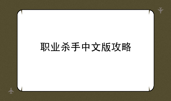 职业杀手中文版攻略
