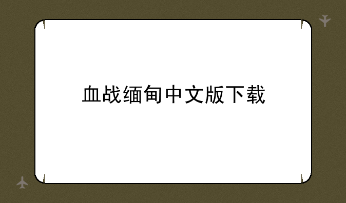 血战缅甸中文版下载