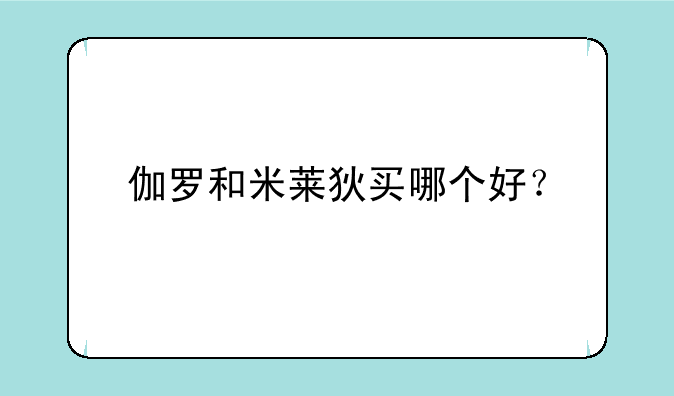 伽罗和米莱狄买哪个好？