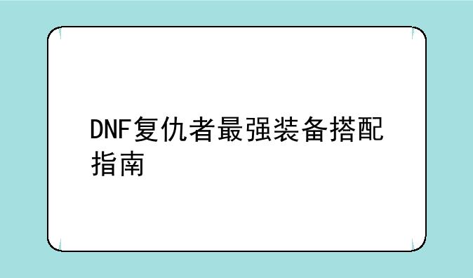 DNF复仇者最强装备搭配指南