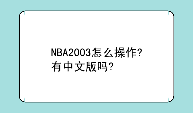 NBA2003怎么操作?有中文版吗?
