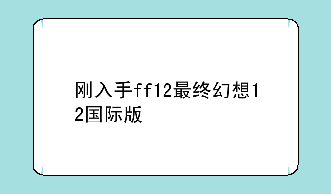 刚入手ff12最终幻想12国际版