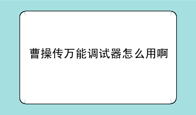 曹操传万能调试器怎么用啊