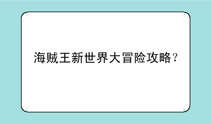 海贼王新世界大冒险攻略？