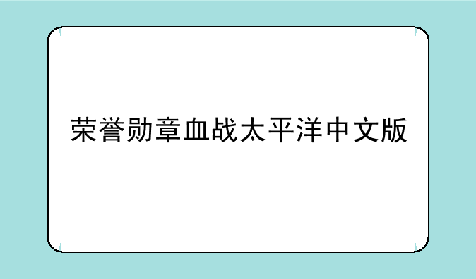 荣誉勋章血战太平洋中文版