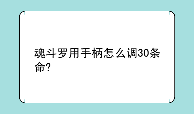 魂斗罗用手柄怎么调30条命?