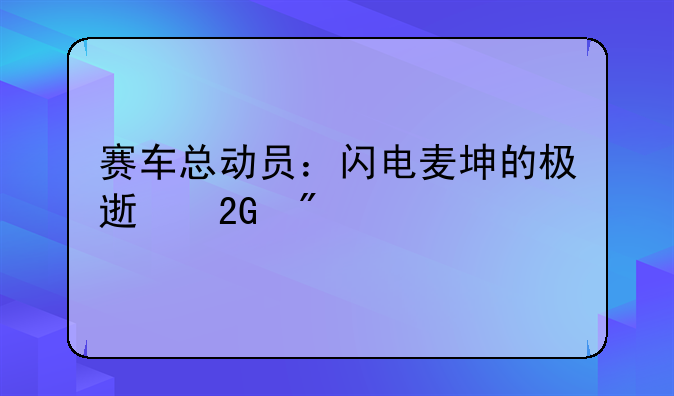 赛车总动员：闪电麦坤的极速挑战