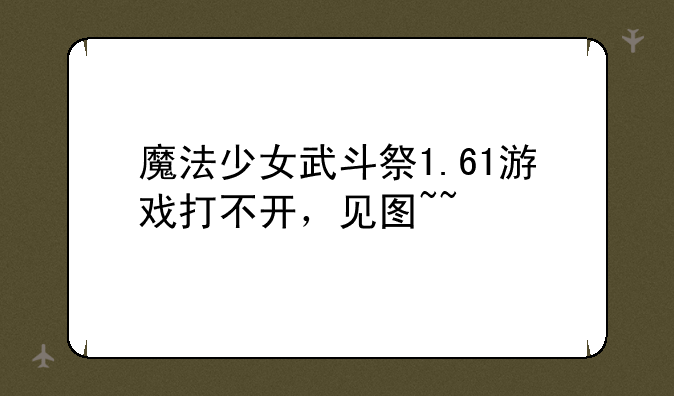 魔法少女武斗祭1.61游戏打不开，见图~~