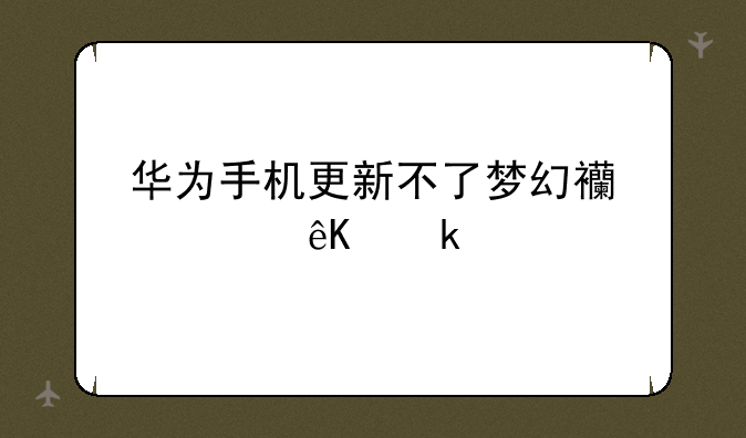 华为手机更新不了梦幻西游互通版怎么解决？