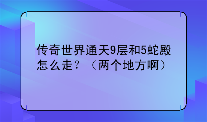 传奇世界通天9层和5蛇殿怎么走？（两个地方啊）