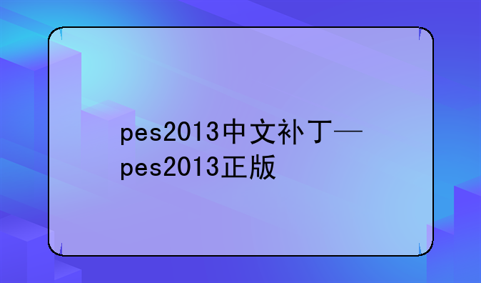 pes2013中文补丁—pes2013正版