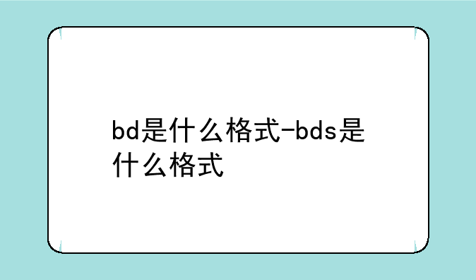 bd是什么格式-bds是什么格式
