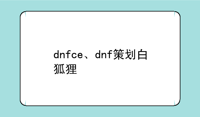 dnfce、dnf策划白狐狸