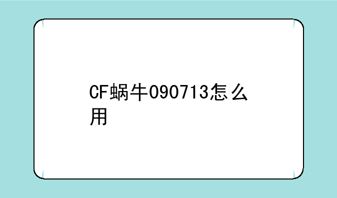 CF蜗牛090713怎么用