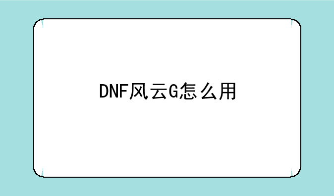 DNF风云G怎么用