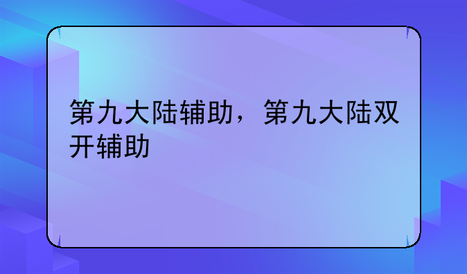 第九大陆辅助，第九大陆双开辅助