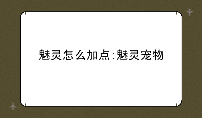魅灵怎么加点:魅灵宠物