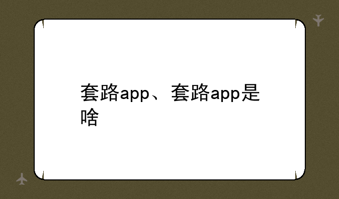 套路app、套路app是啥