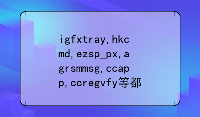 igfxtray,hkcmd,ezsp_px,agrsmmsg,ccapp,ccregvfy等都是什么意思,启动时不随机启动可以吗?